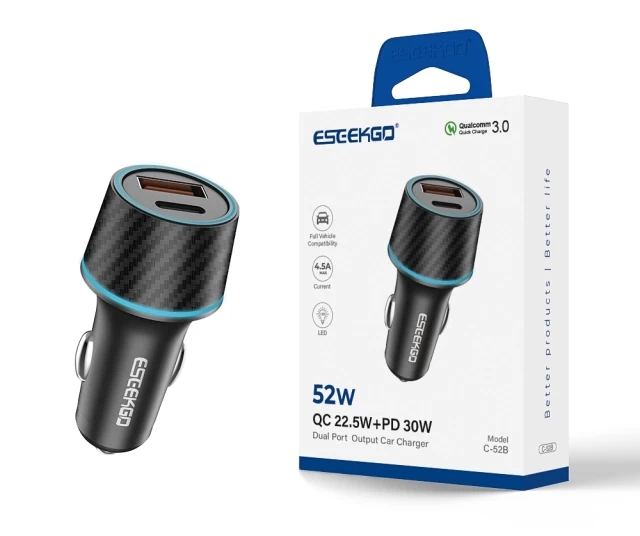 ESEEKGO C-52B 52.5W QC22.5W+PD30W Car Charger