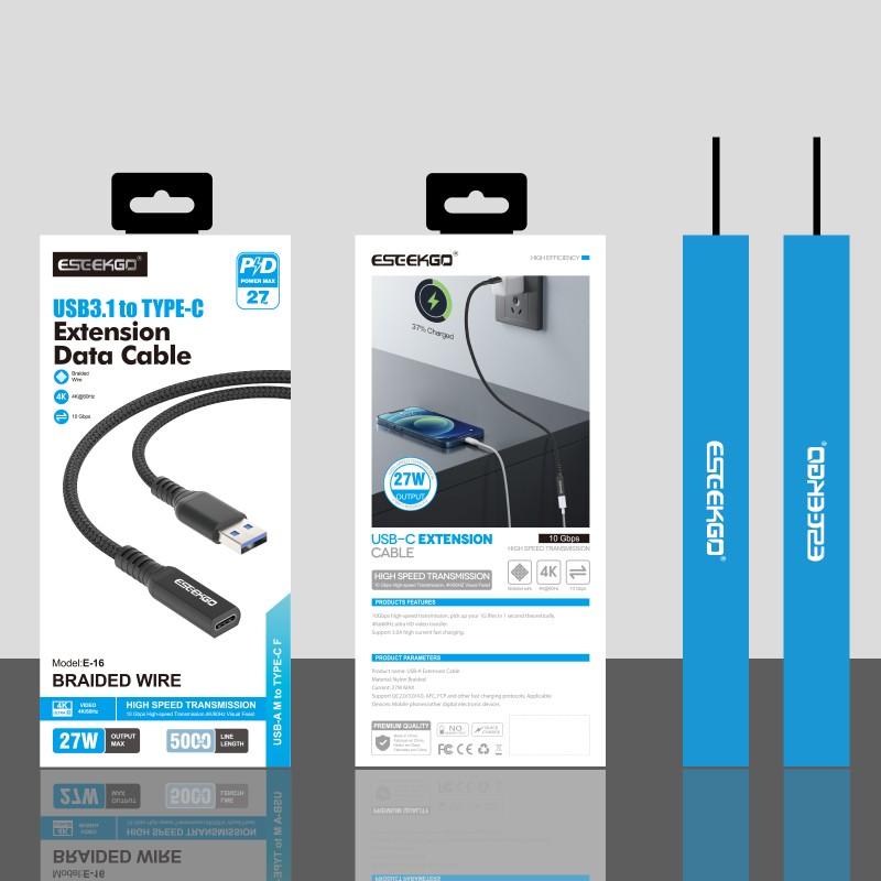 ESEEKGO E-16 USB3.1 To Type-C  Extension Data Cable（3.3FT / 10FT / 16.4FT）