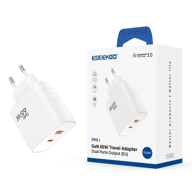 ESEEKGO TE-65C GaN 65W Wall Charger (EU Standard With Two Ports)