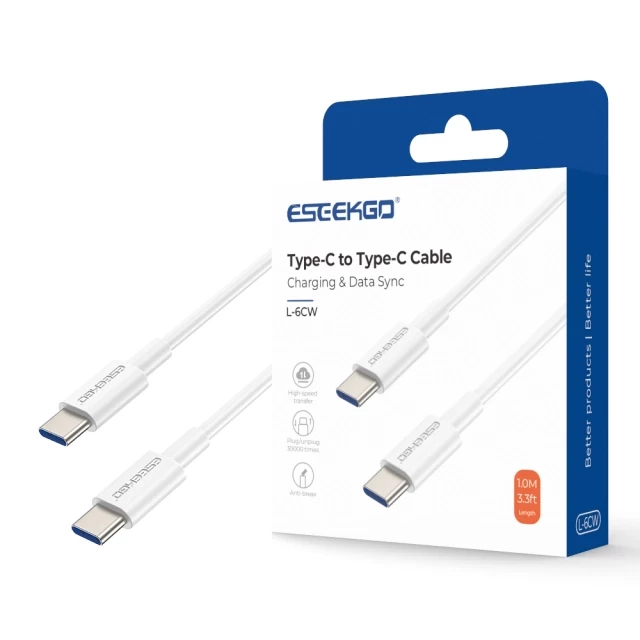 ESEEKGO L-6CW 6A 3.3FT Type-C To Type-C TPE Soft Data Cable