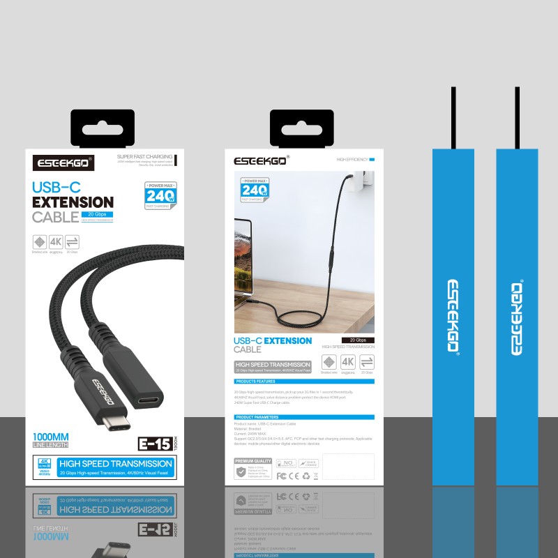 ESEEKGO E-15 Type-C Male to Female 240W Extension Cable（3.3FT / 6.6FT / 10FT）