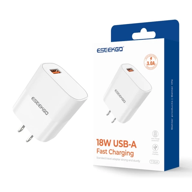 ESEEKGO T-12UA Fireproof PC Travel Adapter（18W / US）