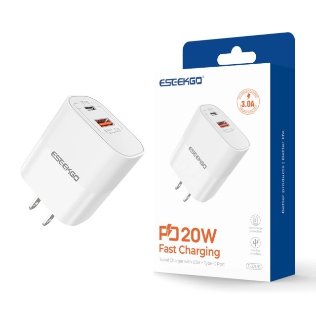 ESEEKGO T-32UB Fireproof PC Travel Adapter（20W / US / 2 Ports）